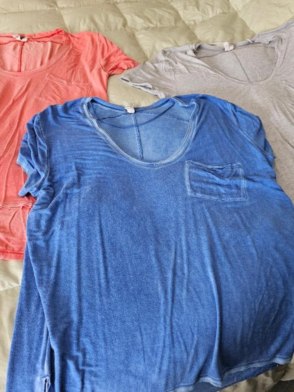 We the free oversized tee shirt distressed v neck 3 shirts sizes S, M Rising Sun